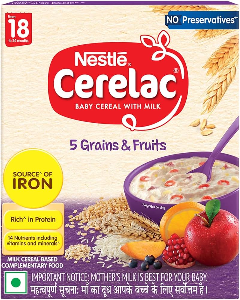 71jDn3AxxeL._AC_UF894,1000_QL80_ Nestle Cerelac Baby Cereal with Milk from 18 to 24 Months 5 Grains & Fruits - Image 1