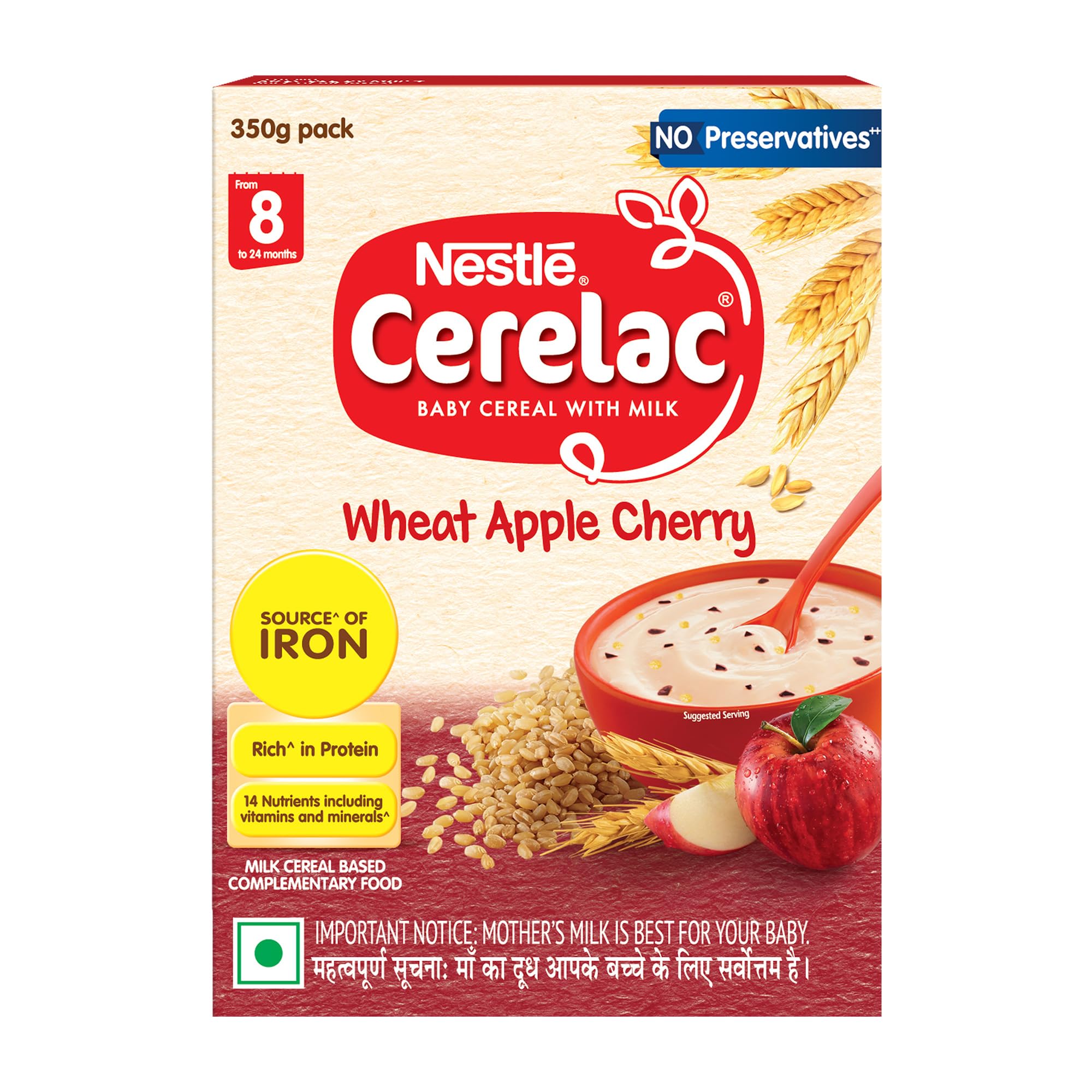 81y5OhExSlL Nestle Cerelac Baby from 8 to 24 Months Wheat Apple Cherry - Image 1