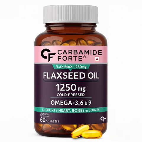 60-flaxseed-oil-capsules-1250mg-cold-pressed-with-omega-3-6-9-original-imahjzchzwdmczfy Carbamide Forte Cold Pressed Flaxseed Oil with 1250mg Omega 3-6-9 | Softgel Capsule for Heart, Bones & Joints Health - Image 1