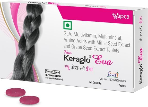 41cXStmoT9L Keraglo Eva Tablet for Adult Women | Hair Fall Treatment | 10 Tablets - Image 1