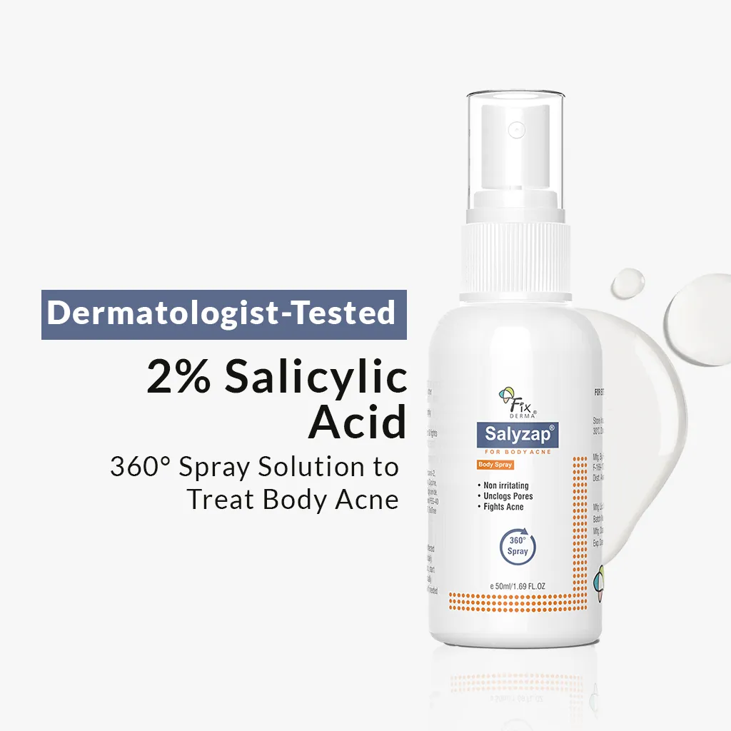 FDSALYZAPBODYSPRAY50ML30293 Fixderma Salyzap 2% Salicylic Acid Body Spray | Anti Acne Body Spray Fights with Acne & Unclogs Pores - Image 1