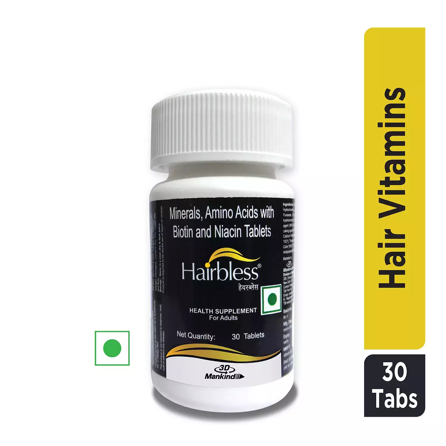 hairbless-health-supplement-bottle-of-30-tablets-6.1-1739258225 Hairbless Tablet Gluten Free - Image 1