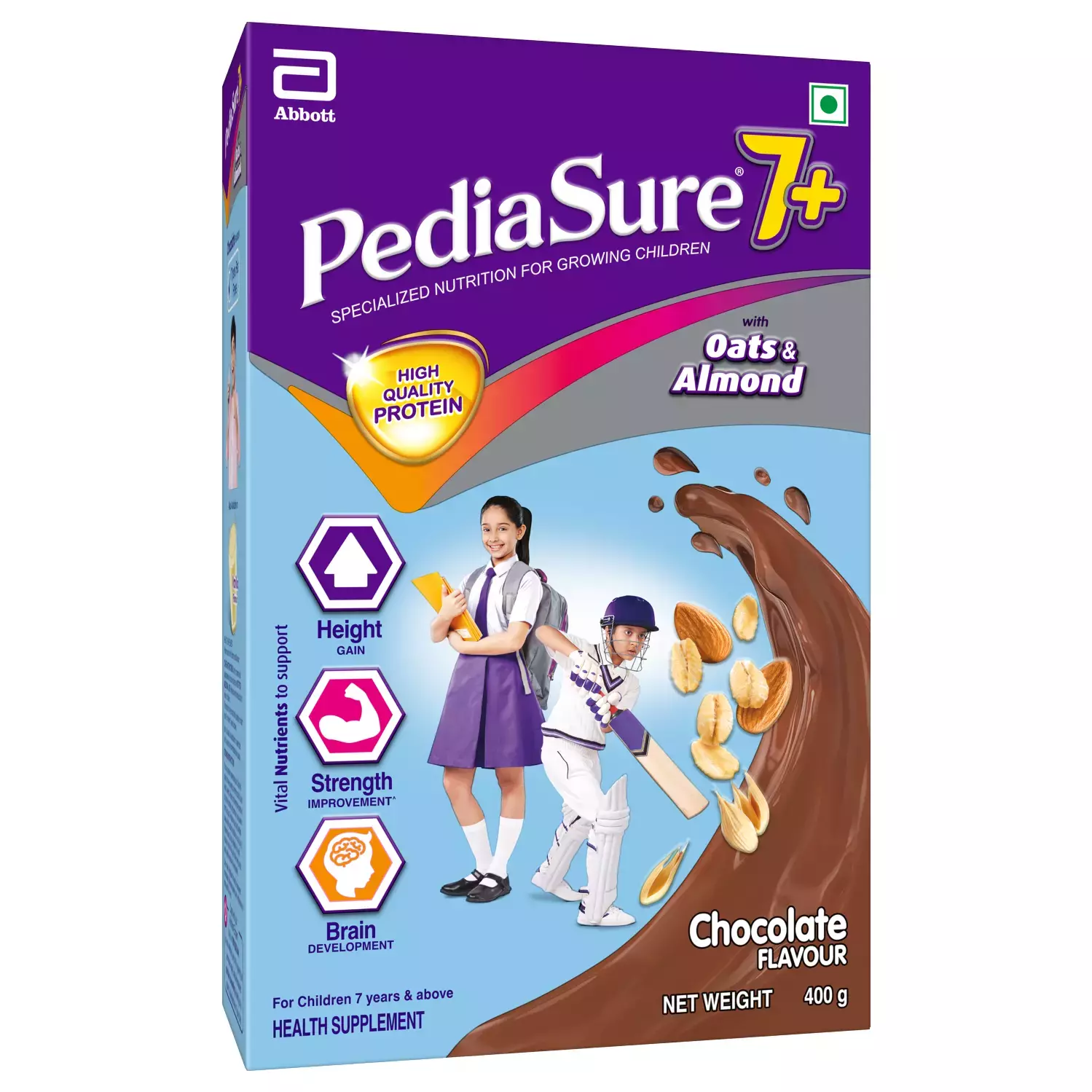 pediasure-7-with-oats-almond-chocolate-box-400-gm-6.6-1747831252 PediaSure Powder for Growing Children Chocolate with Oats & Almond - Image 1